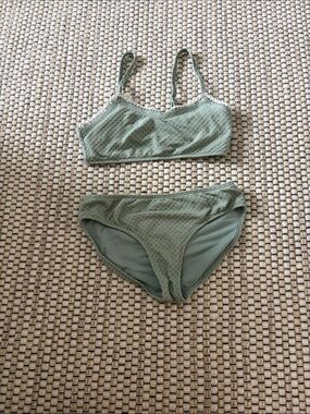 Abercrombie & Fitch Olive Green Textured Bikini Set
